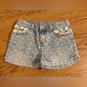Cherokee Light Blue Polka Dot Denim Shorts with White Detail